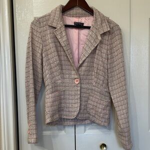 XOXO Women's Soft Pink Checkered Blazer